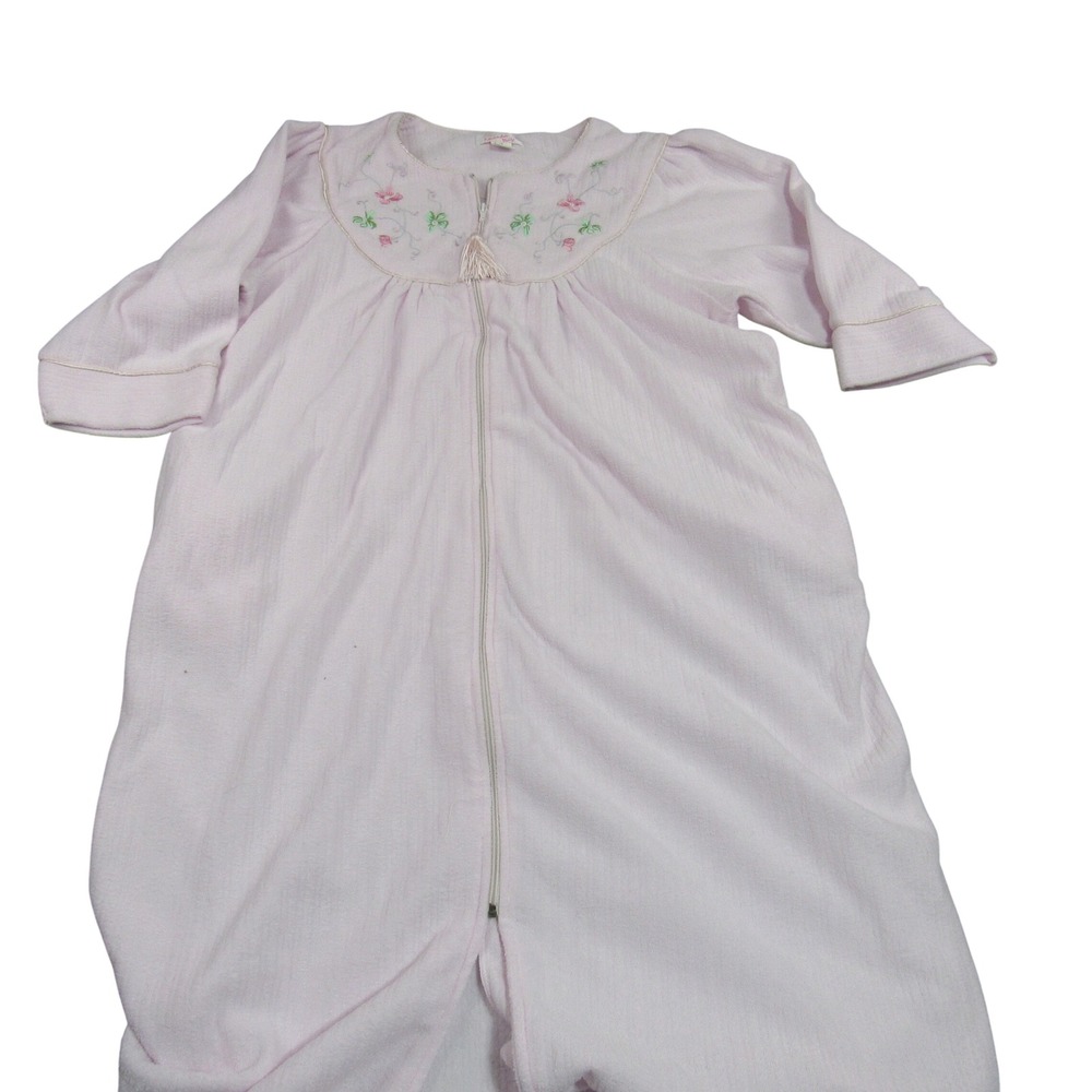 Amanda Paige Womens 2X Pink Floral Embroidered Zip Front House‎ Coat Robe Tassel